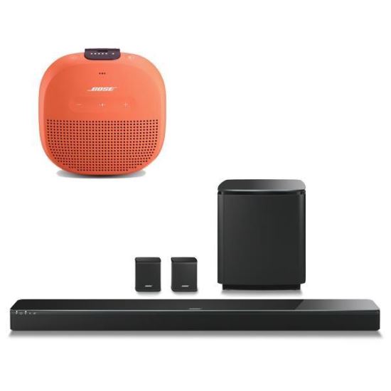 Pachet Soundbar SoundTouch 300 bas Acoustimass 300 boxe Virtually Invisible 300 CADOU SoundLink Micro Orange